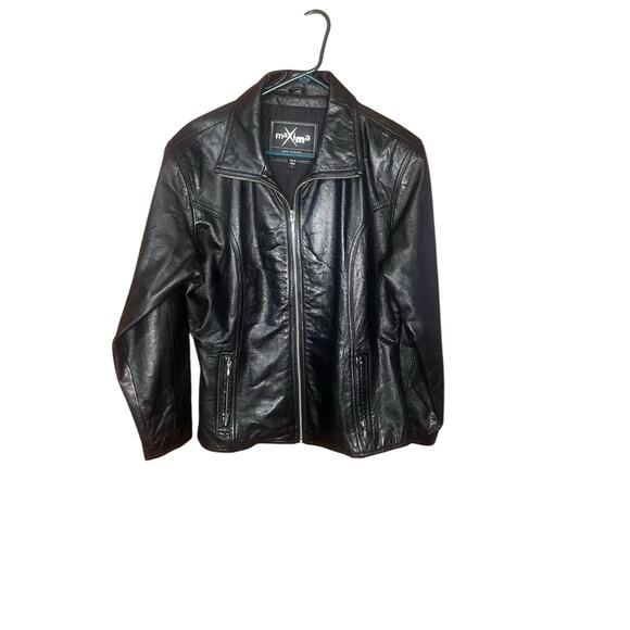 Black Leather Jacket Maxima by Wilson Leather Size Large - Picture 2 of 4